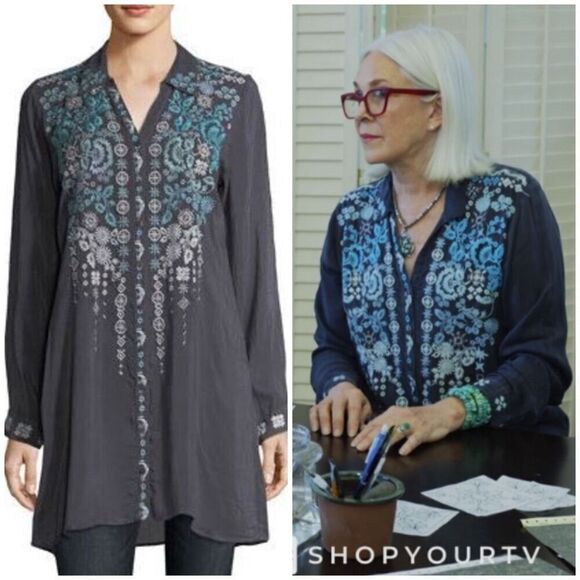 Johnny Was Skye Long-Sleeve Embroidered Georgette Tunic Size S - Picture 1 of 8